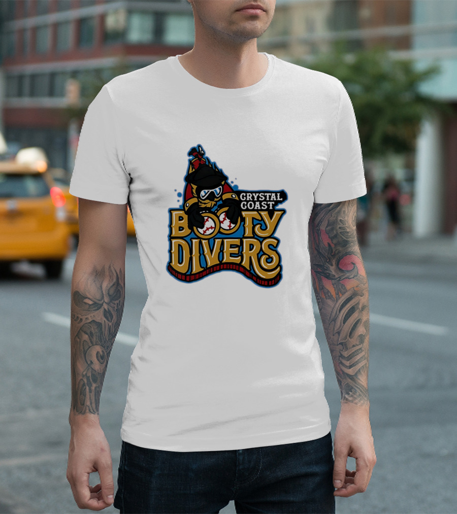 Crystal Coast Booty Divers Pirate Spyglass Emblem T-Shirt