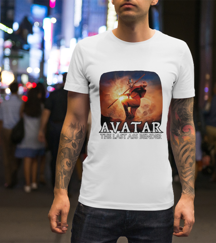 Avatar The Last Ass Bender Aang Parody With Red Outfit And Staff T-Shirt