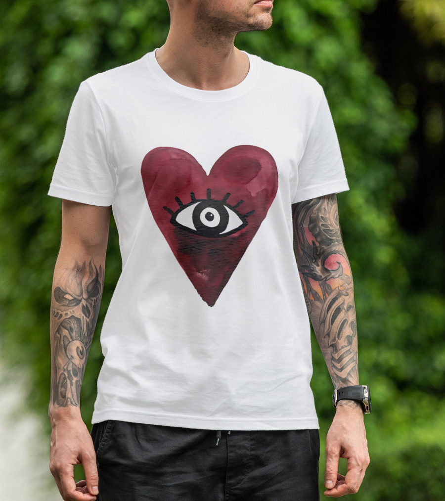 Burgundy Hearts Club Eye Retro T-Shirt