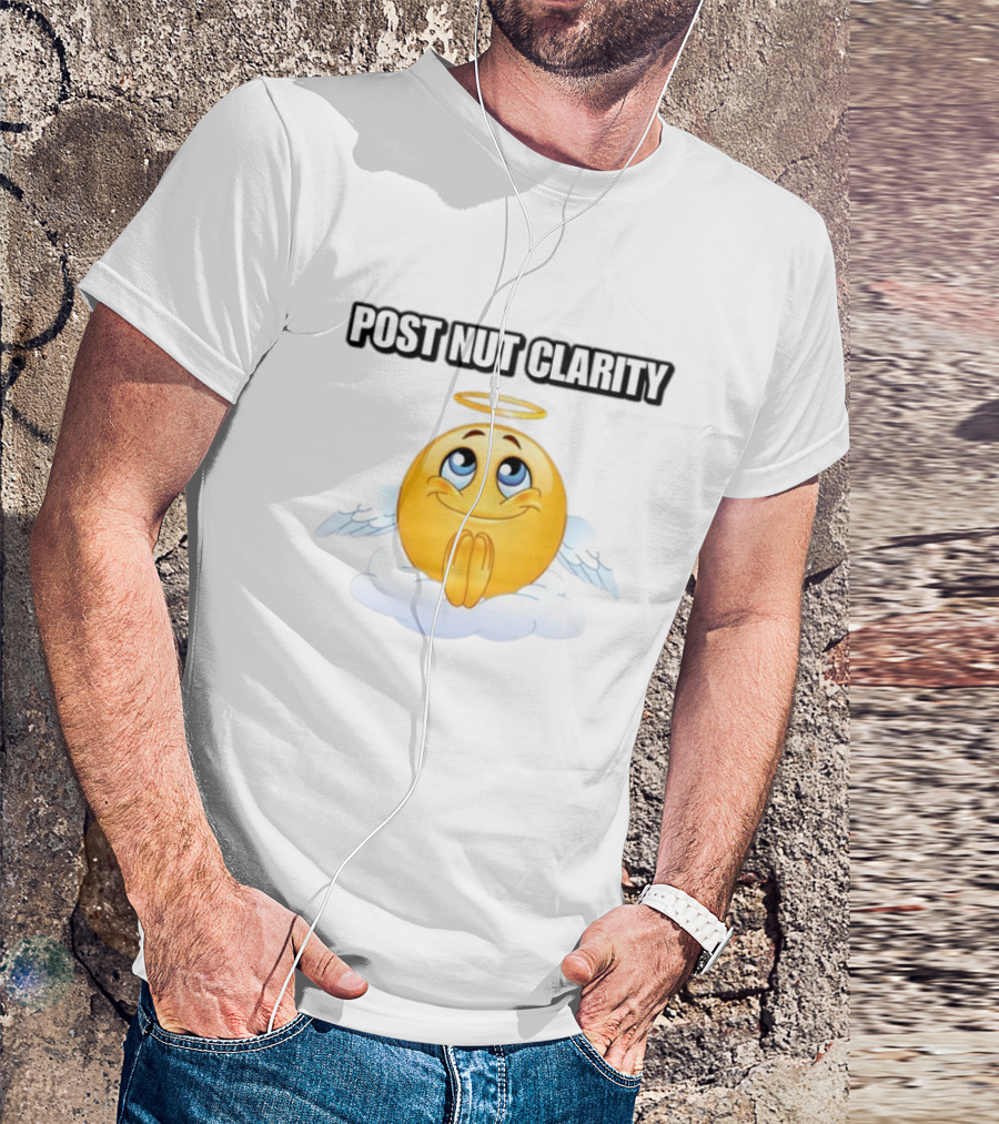 Cringeytees Post Nut Clarity Angel Emoji On Cloud T-Shirt