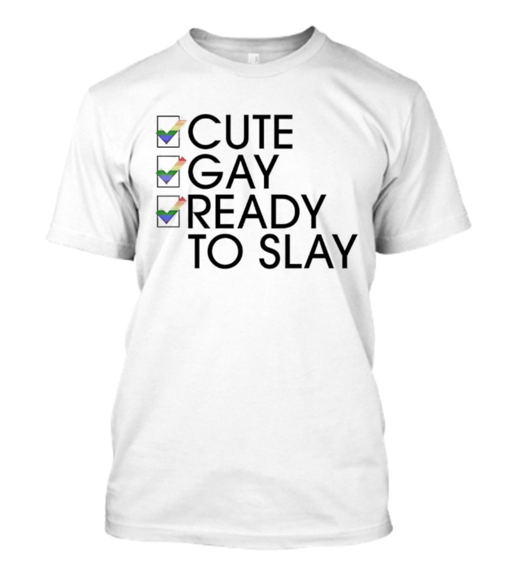 Cute Gay Ready To Slay Rainbow Checkmarks T-Shirt