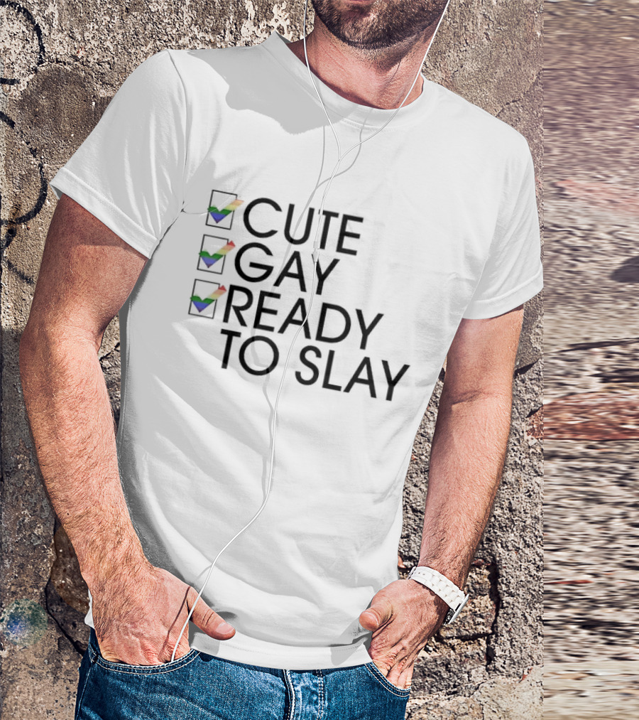 Cute Gay Ready To Slay Rainbow Checkmarks T-Shirt