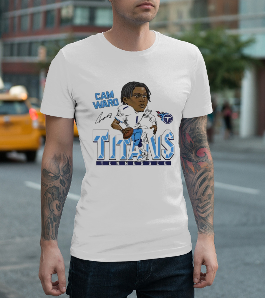Cam Ward Signature Tennessee Titans Caricature T-Shirt