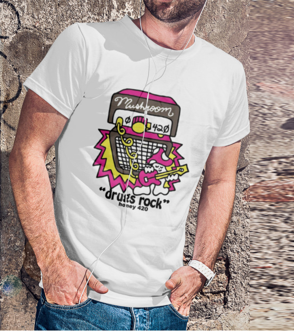Drugs Rock Honey 420 Guitar Amp Bold Neon Art Style T-Shirt