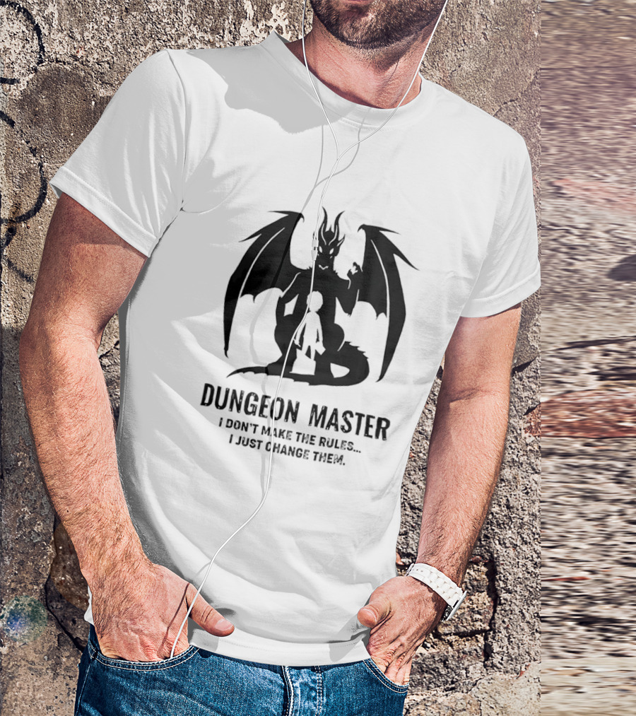 Dungeon Master I Don’t Make The Rules I Just Change Them Dragon Silhouette T-Shirt