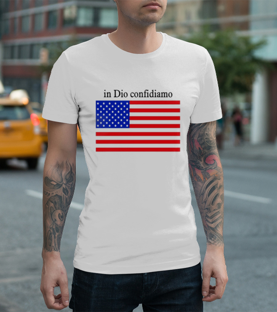 Eric Adams Wearing In Dio Confidiamo T-Shirt