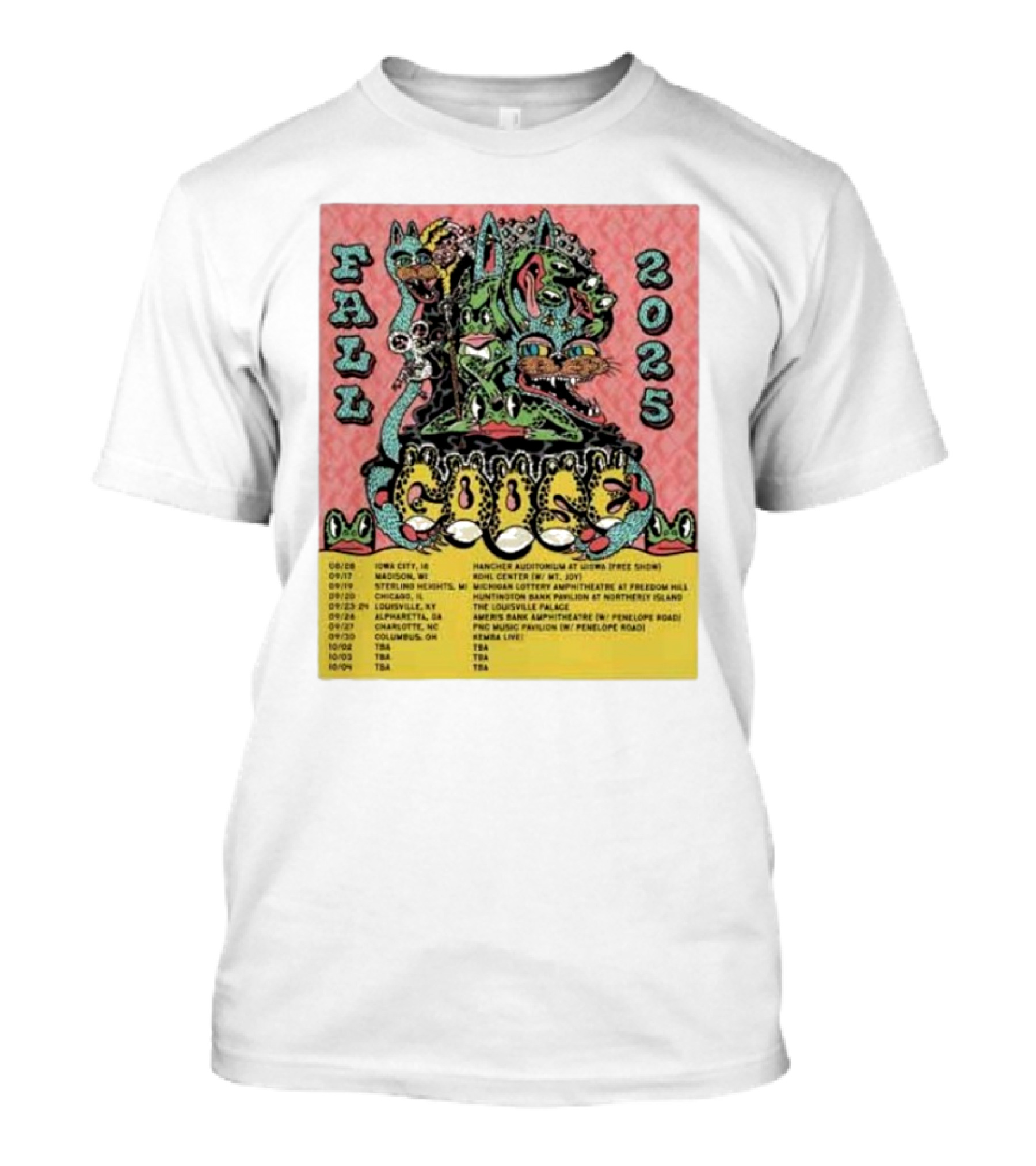 Fall 2025 Goose Tour Dates Iowa City Madison Sterling Heights Bridgeview Louisville Alpharetta T-Shirt