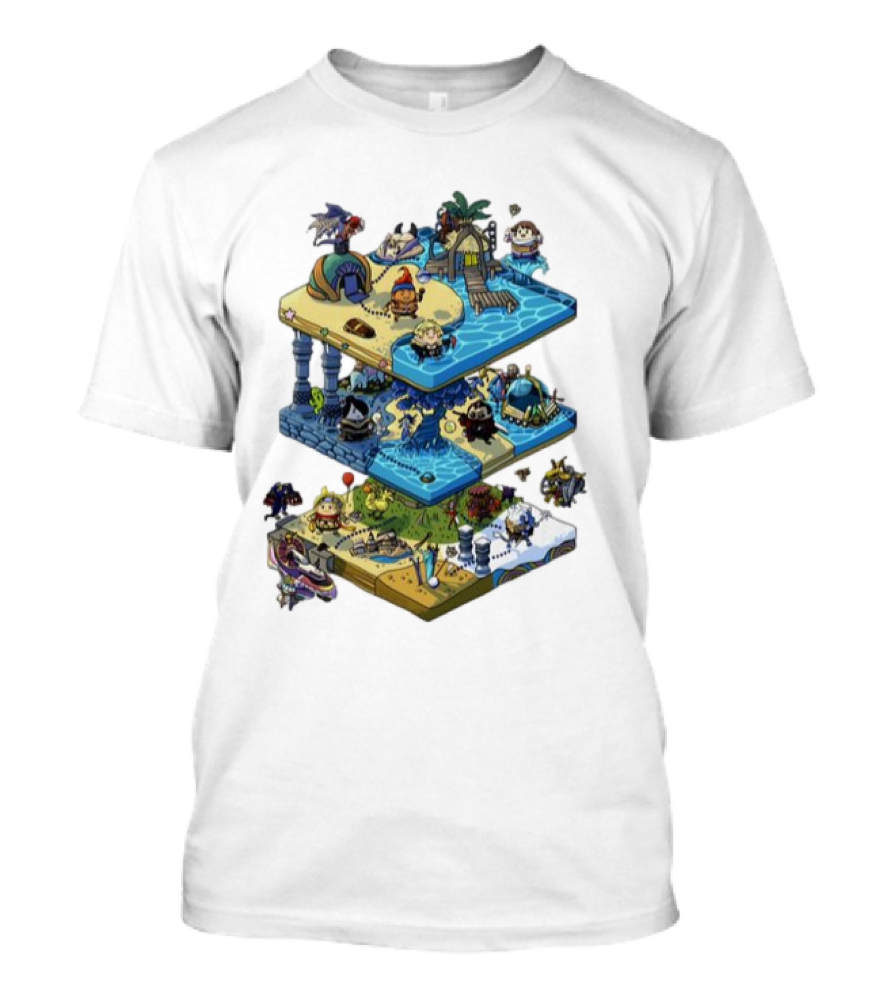 Final Fantasy OC Commission Adventure Island Levels Scene T-Shirt