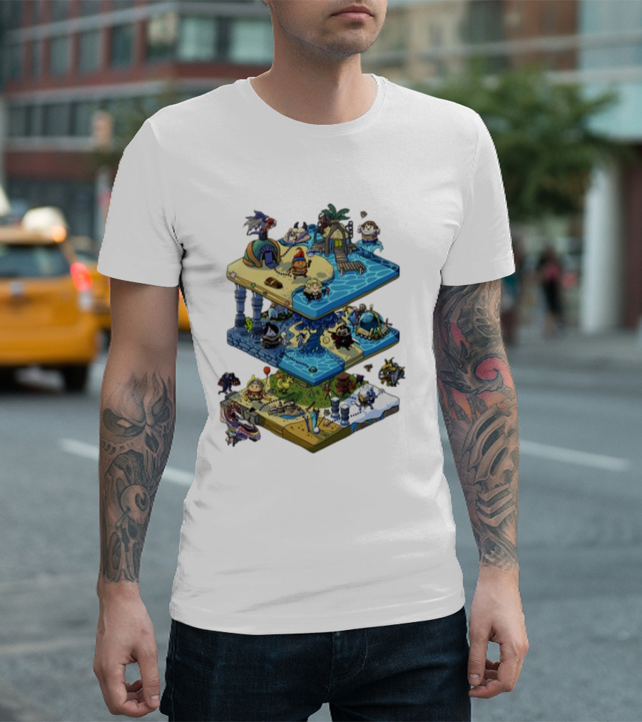 Final Fantasy OC Commission Adventure Island Levels Scene T-Shirt