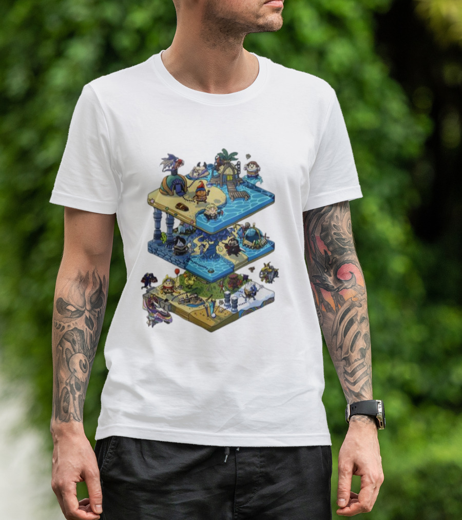 Final Fantasy OC Commission Adventure Island Levels Scene T-Shirt