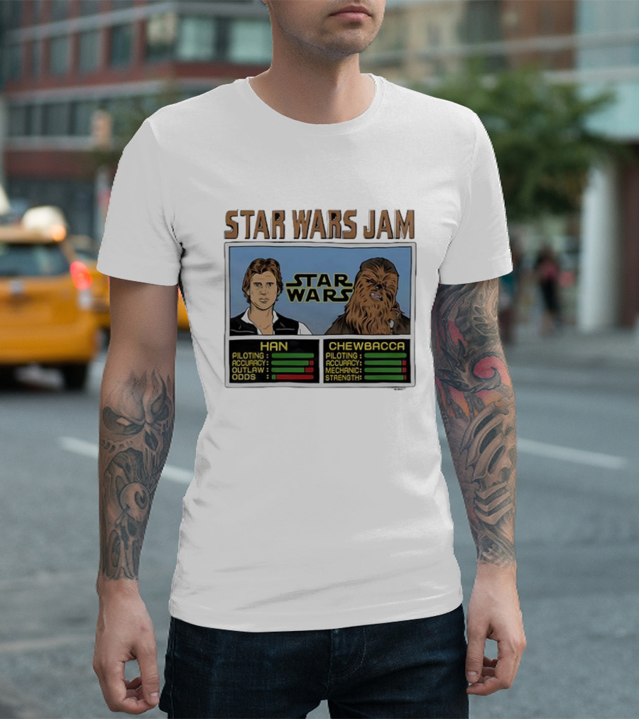 Star Wars Jam Han Chewbacca Piloting Accuracy Outlaw Strength T-Shirt