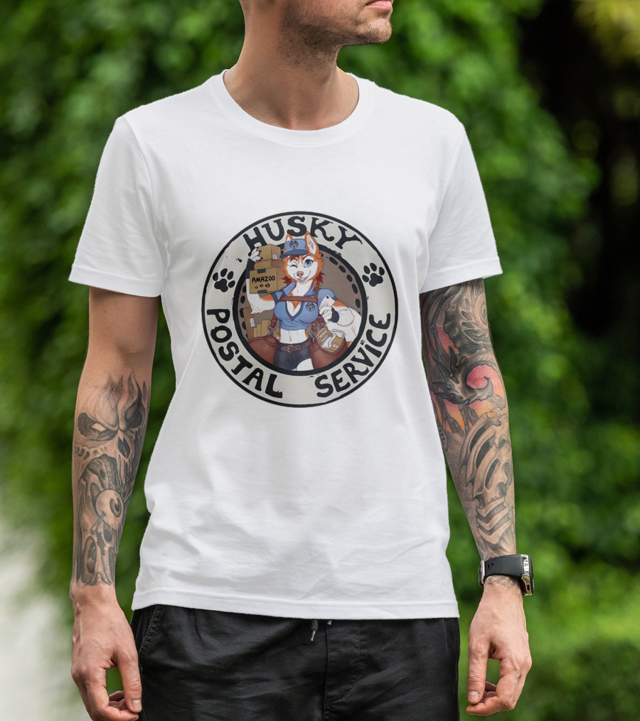 Husky Postal Service Amazoo Paw Print Circle T-Shirt