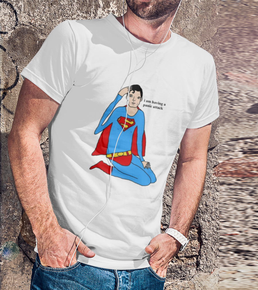Superhero Costume Nervous Expression "I Am Having A Super Panic Attack" T-Shirt