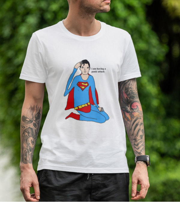 Superhero Costume Nervous Expression "I Am Having A Super Panic Attack" T-Shirt