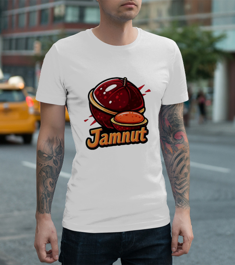 Jamnut Bold Fruit Style Text and Iconic Split Shell Nut T-Shirt