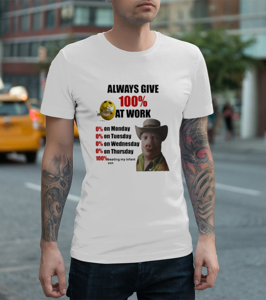John Pork Always Give 100% At Work Emoji Cowboy Hat T-Shirt