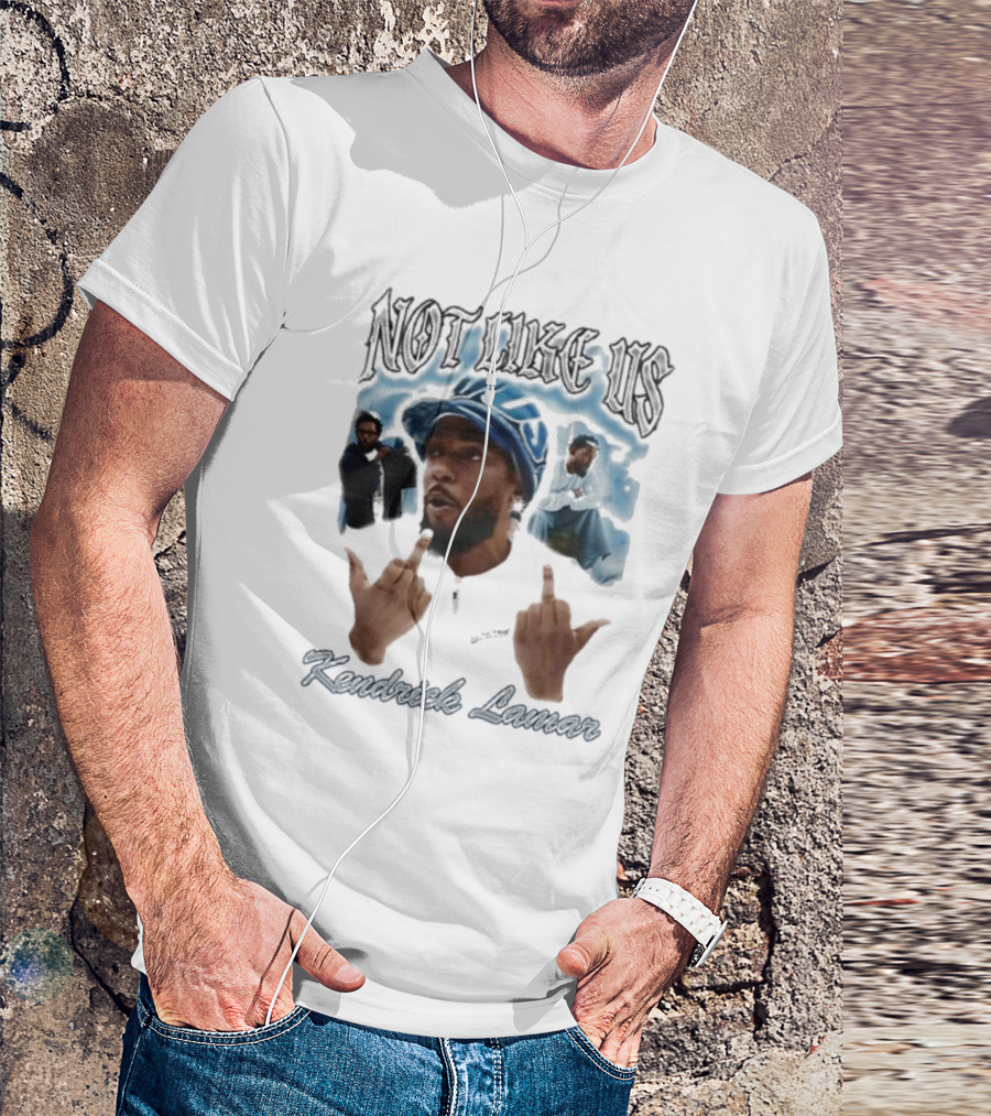 Not Like Us Kendrick Lamar Middle Finger Pose Blue Cap T-Shirt