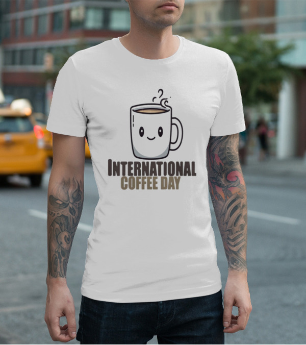 International Coffee Day Smiling Graphic T-Shirt