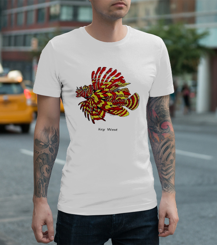 Key West Vibrant Red Yellow Lionfish T-Shirt