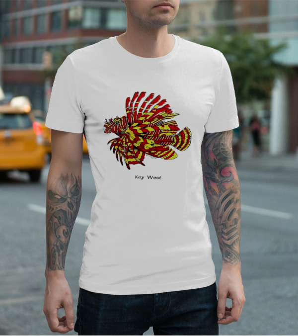 Key West Vibrant Red Yellow Lionfish T-Shirt