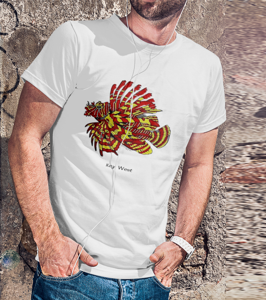 Key West Vibrant Red Yellow Lionfish T-Shirt