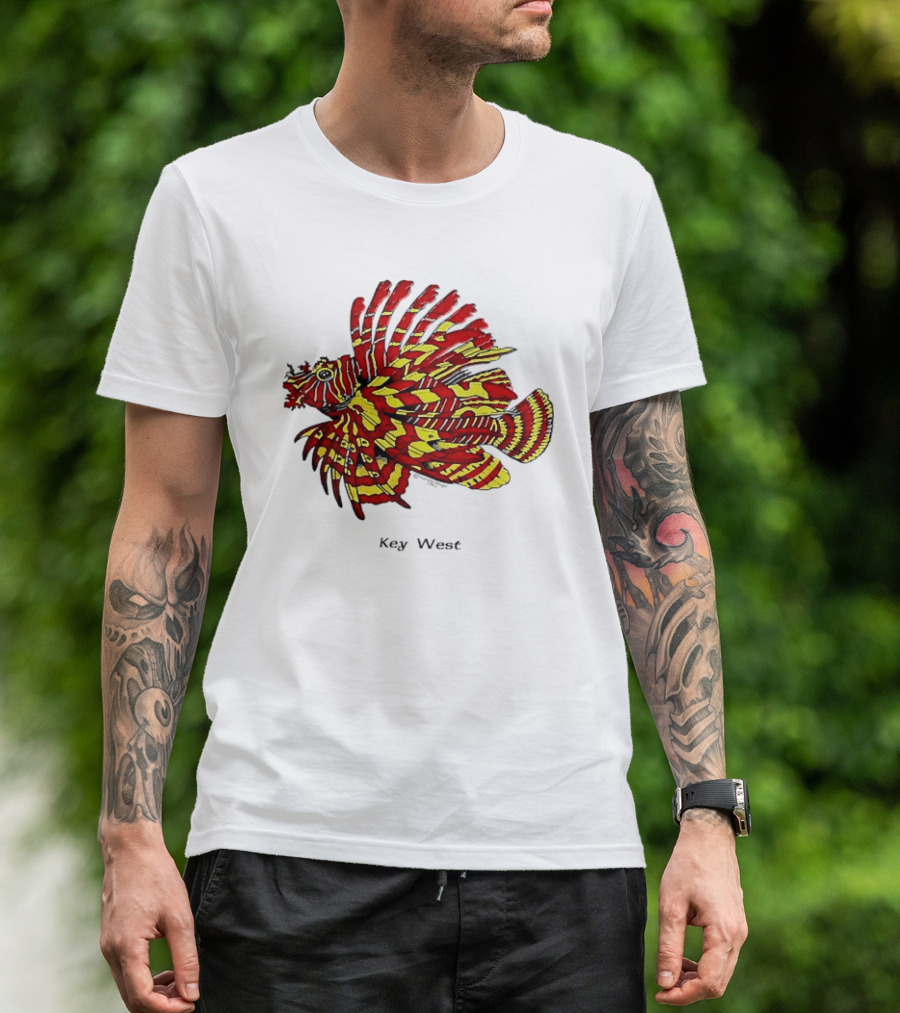 Key West Vibrant Red Yellow Lionfish T-Shirt