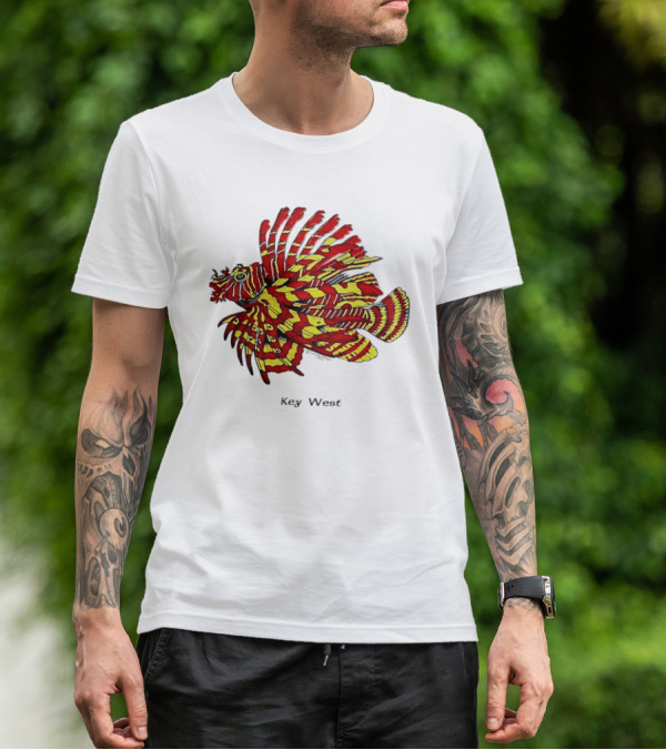 Key West Vibrant Red Yellow Lionfish T-Shirt