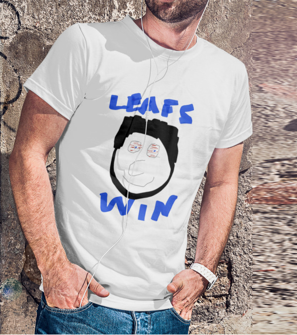 Leafs Win Fun Face Drawing With Blue And Red Accents T-Shirt