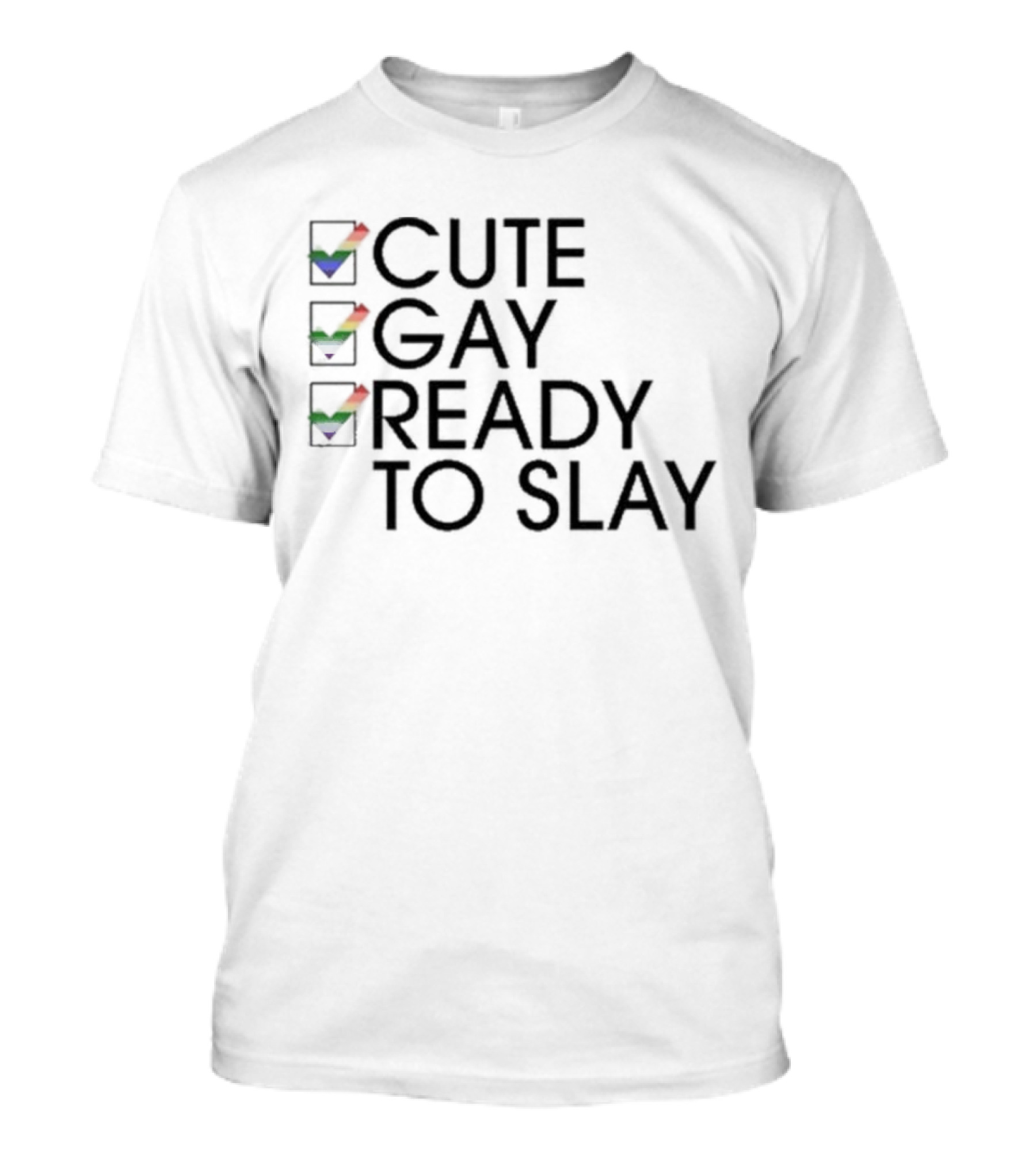 Cute Gay Ready To Slay Rainbow Checkmarks T-Shirt