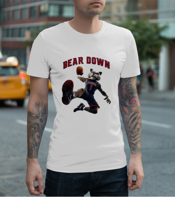 Bear Down Arizona Wildcats 2025 Mascot Basketball Action T-Shirt
