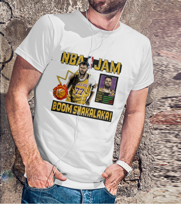 Luka Dončić NBA Jam Los Angeles Lakers Boom Shakalaka 77 T-Shirt