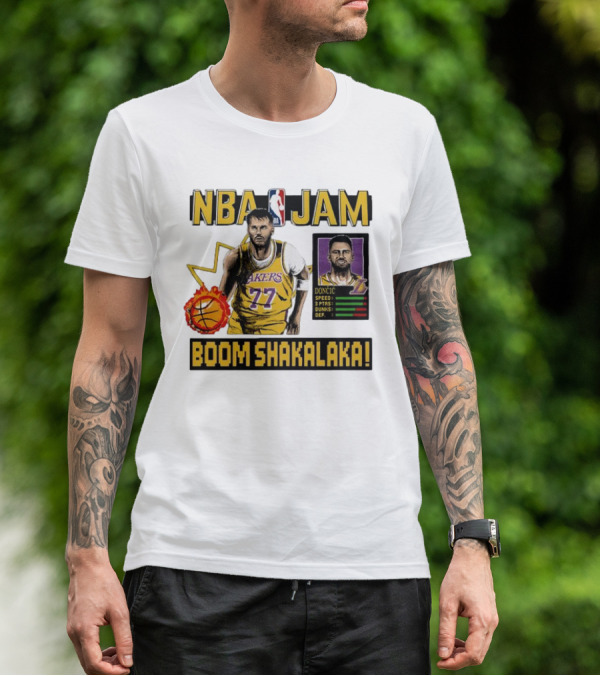 Luka Dončić NBA Jam Los Angeles Lakers Boom Shakalaka 77 T-Shirt
