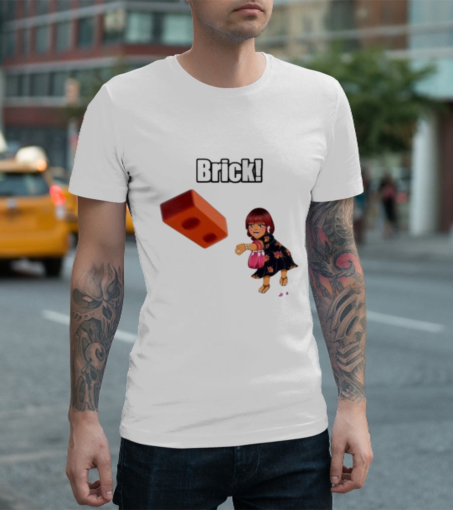 "Brick! Lushious Massacr Character With Red Brick" T-Shirt