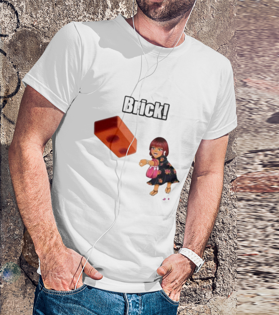 "Brick! Lushious Massacr Character With Red Brick" T-Shirt