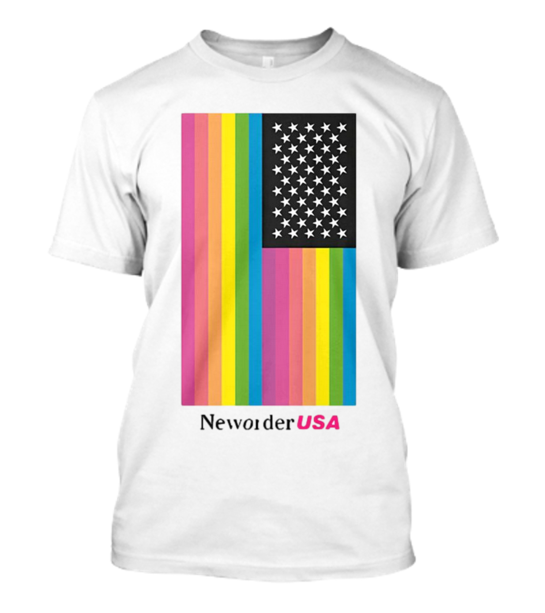 New Order USA Rainbow Flag Stars T-Shirt