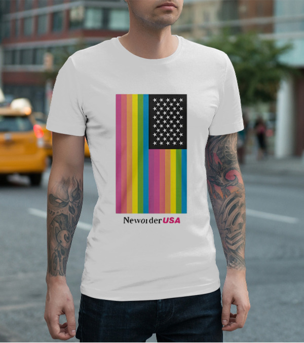 New Order USA Rainbow Flag Stars T-Shirt