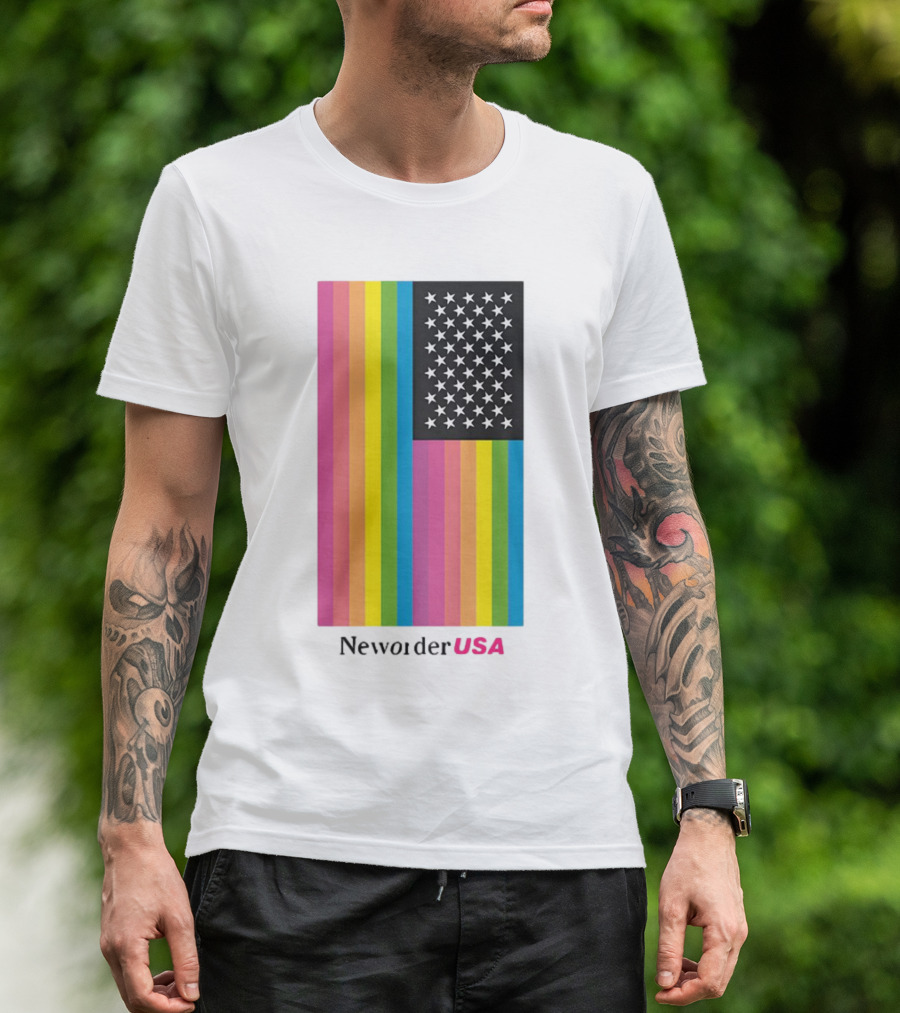 New Order USA Rainbow Flag Stars T-Shirt