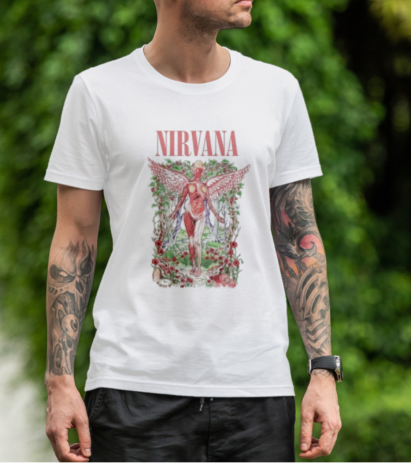 Nirvana In Utero Angel With Red Wings Amidst Wilderness T-Shirt