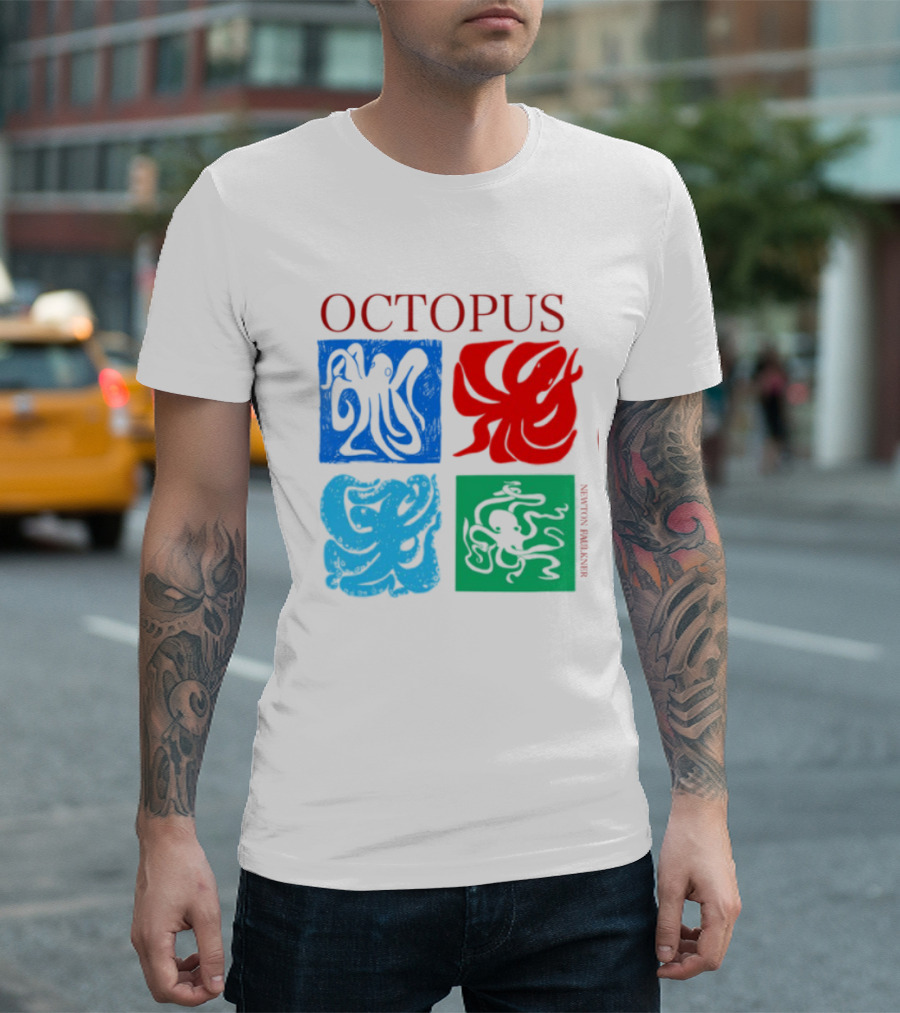 Octopus NewtonFaulkner Four Colored Abstract Squares T-Shirt