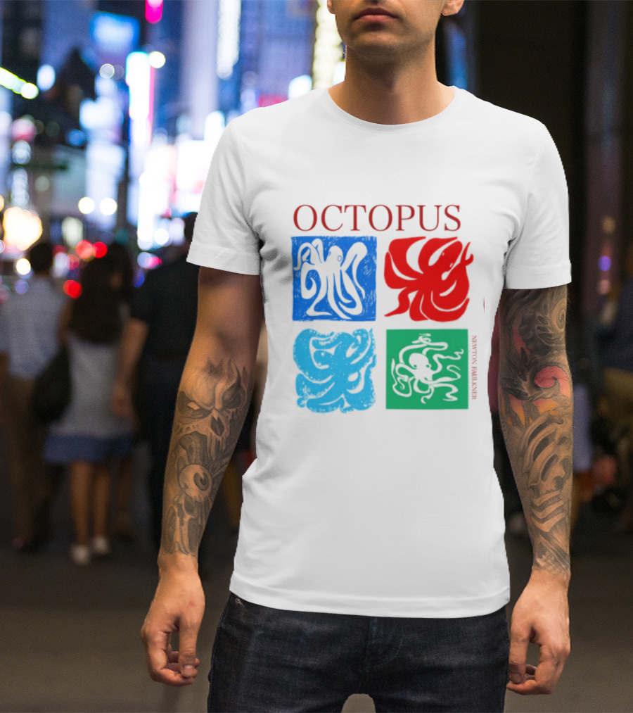 Octopus NewtonFaulkner Four Colored Abstract Squares T-Shirt