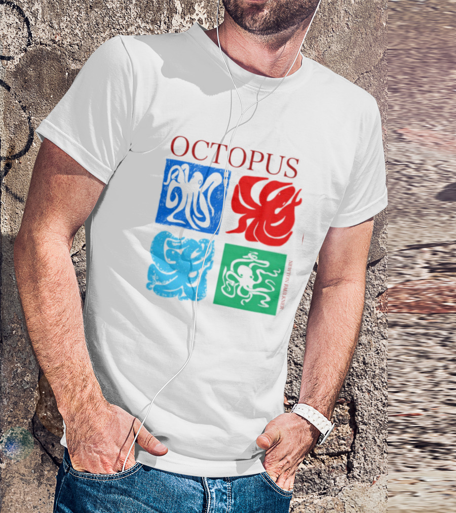 Octopus NewtonFaulkner Four Colored Abstract Squares T-Shirt