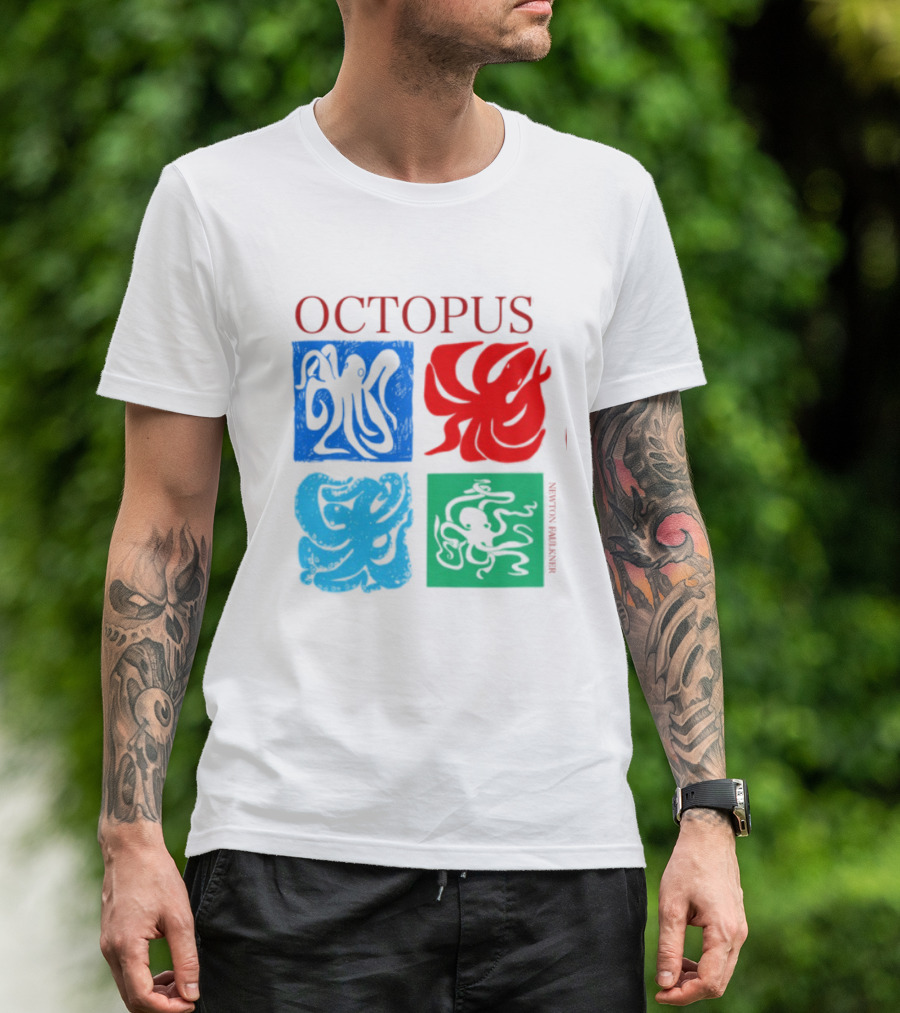 Octopus NewtonFaulkner Four Colored Abstract Squares T-Shirt
