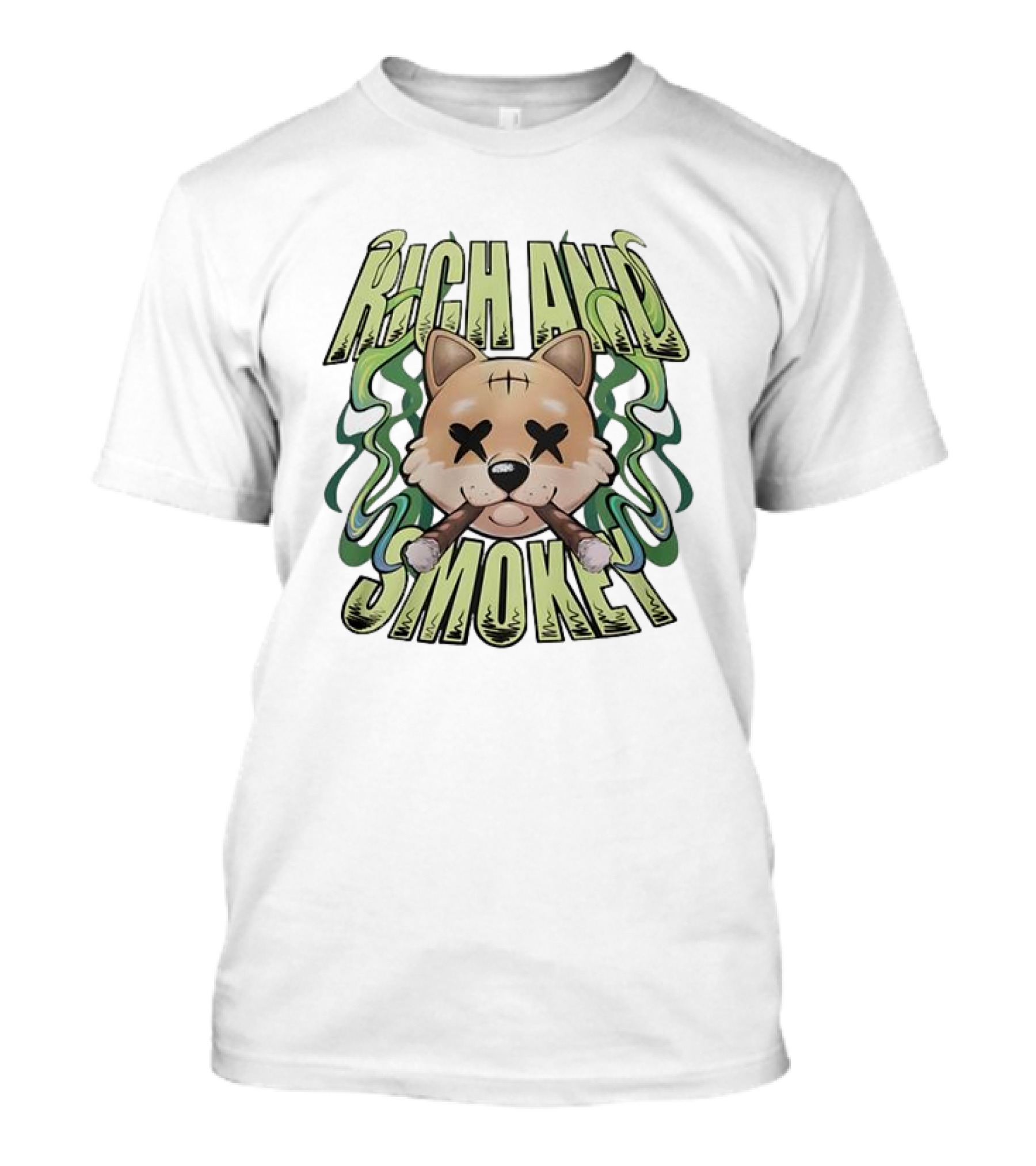 Rich And Smokey Shiba Inu With Crossed Eyes And Cigars T-Shirt
