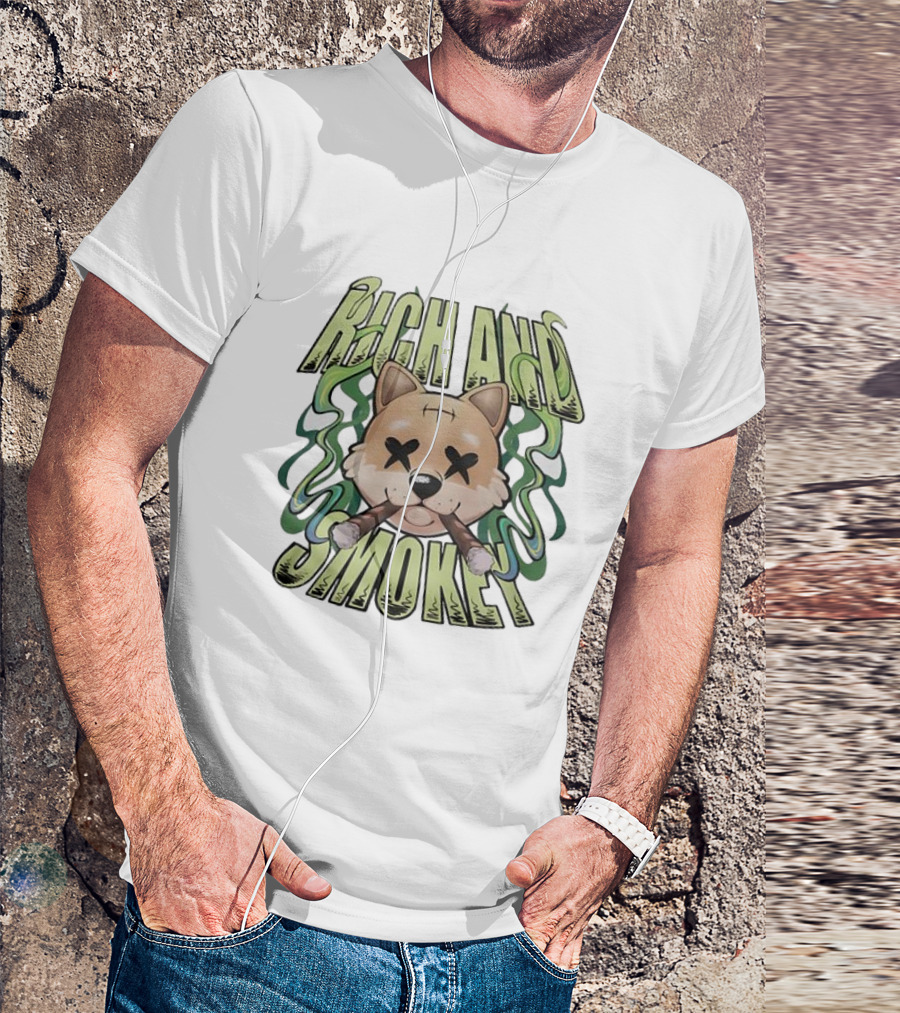 Rich And Smokey Shiba Inu With Crossed Eyes And Cigars T-Shirt