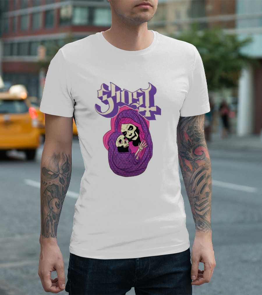 Rockabilia Ghost She Is The Light The Warmth The Power Without Her I Am Lost Hail Mom Skeletons Hugging T-Shirt