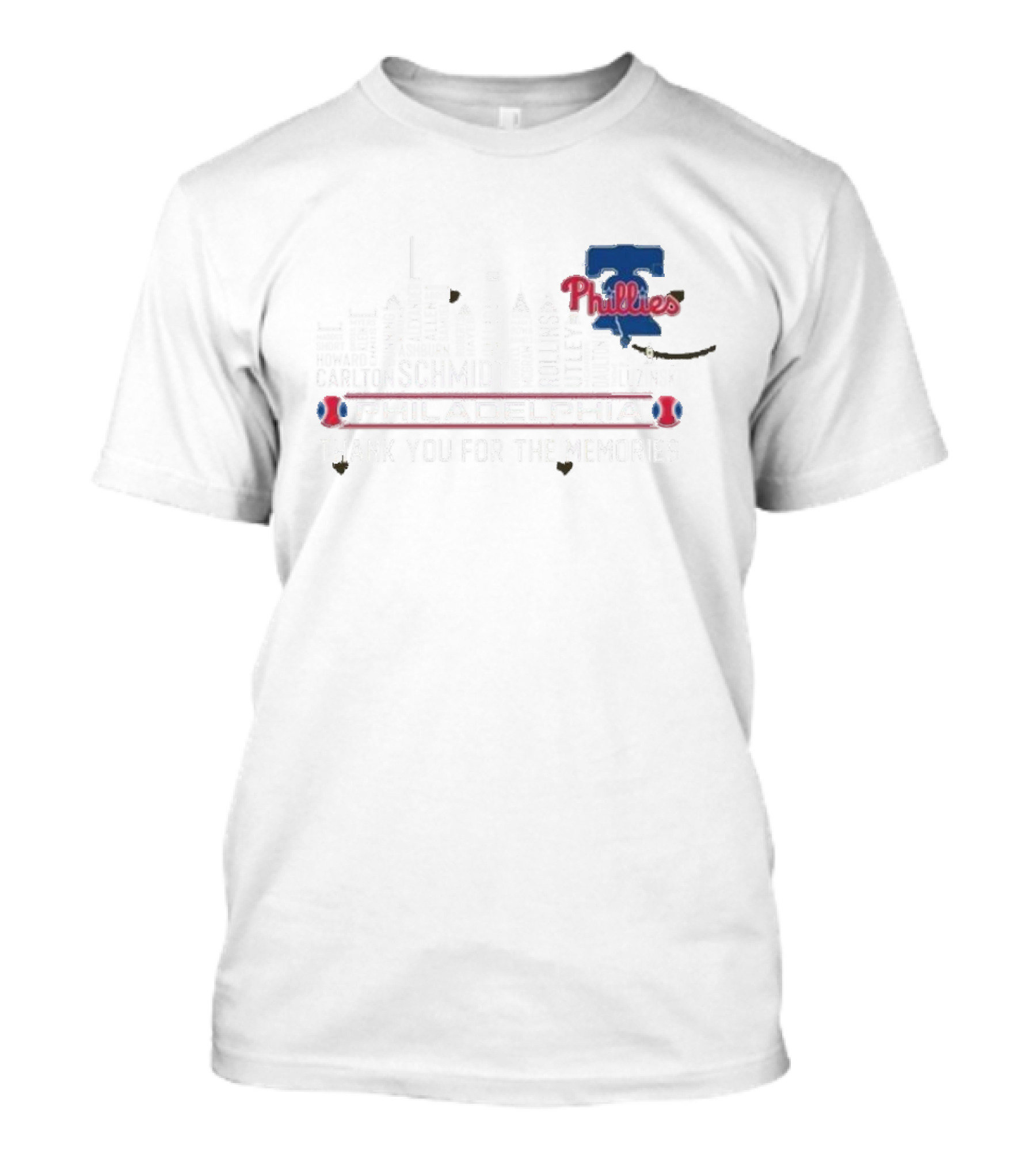 Philadelphia Phillies Carlton Schmidt Rollins 2025 Skyline Thank You For The Memories T-Shirt