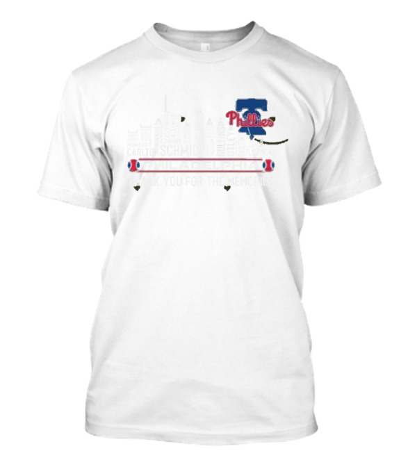 Philadelphia Phillies Carlton Schmidt Rollins 2025 Skyline Thank You For The Memories T-Shirt