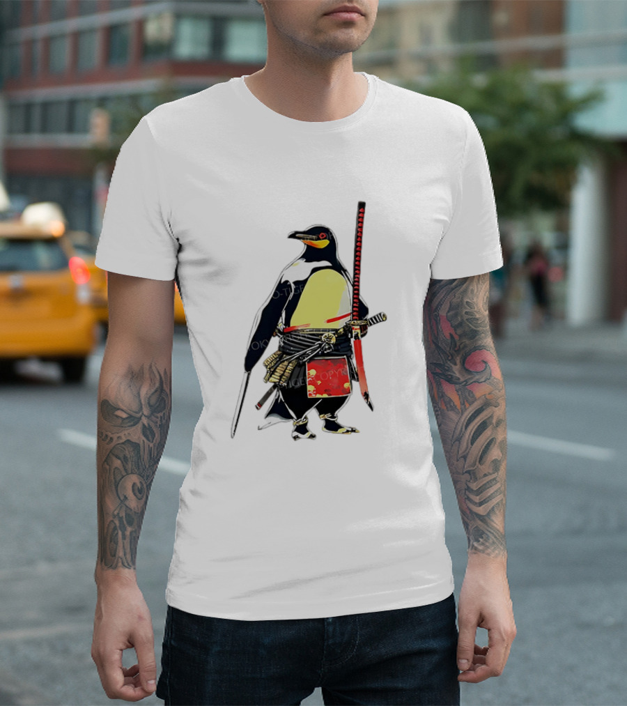 Samurai Penguin Katana Warrior with Traditional Armor T-Shirt