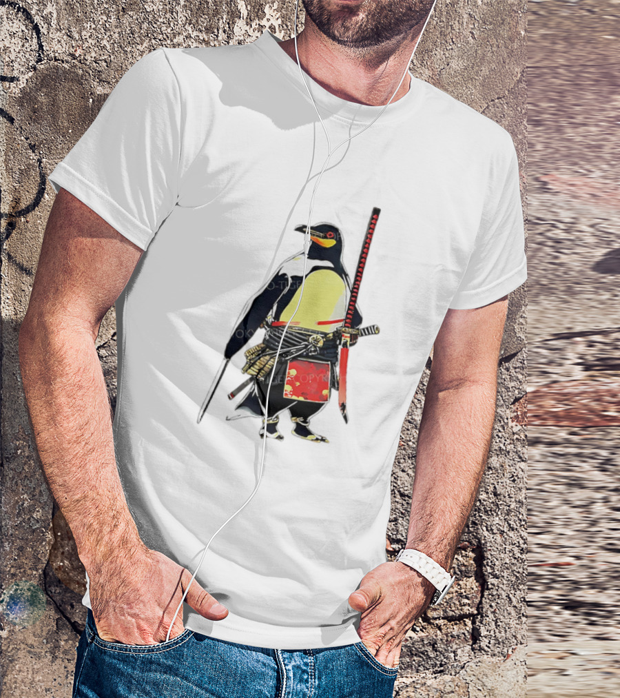 Samurai Penguin Katana Warrior With Traditional Armor T-Shirt