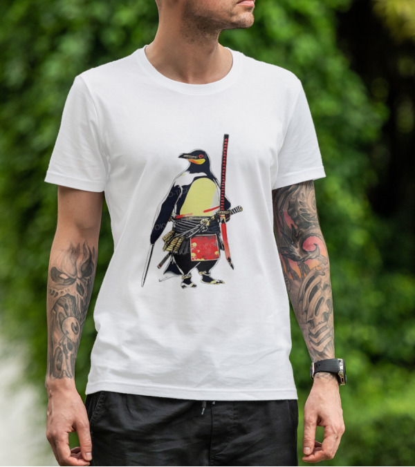 Samurai Penguin Katana Warrior With Traditional Armor T-Shirt